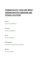 PHARMACOLOGY CLEAR AND SIMPLE&NewLine;WATKINS PRACTICE QUESTIONS AND&NewLine;DETAILED SOLUTIONS