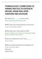 PHARMACOLOGY CONNECTIONS TO&NewLine;NURSING PRACTICE 5TH EDITION BY&NewLine;MICHAEL ADAMS FINAL PAPER&NewLine;QUESTIONS AND SOLUTIONS