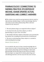 PHARMACOLOGY CONNECTIONS TO&NewLine;NURSING PRACTICE 5TH EDITION BY&NewLine;MICHAEL ADAMS UPDATED ACTUAL&NewLine;QUESTIONS AND CORRECT ANSWERS