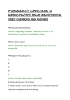 PHARMACOLOGY CONNECTIONS TO&NewLine;NURSING PRACTICE ADAMS URBAN ESSENTIAL&NewLine;STUDY QUESTIONS AND ANSWERS