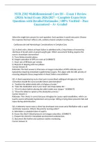 NUR 2502 Multidimensional Care III &ndash; Exam 1 Review &lpar;2026&rpar; Actual Exam 2026&sol;2027 &ndash; Complete Exam-Style Questions with Detailed Rationales &vert; 100&percnt; Verified &ndash; Pass Guaranteed &ndash; A&plus; Graded