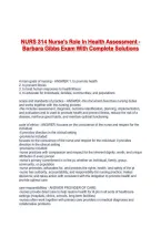 NURS 314 Nurse's Role In Health Assessment - Barbara Gibbs Exam With Complete Solutions