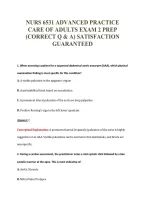 NURS 6531 ADVANCED PRACTICE&NewLine;CARE OF ADULTS EXAM 2 PREP&NewLine;&lpar;CORRECT Q & A&rpar; SATISFACTION&NewLine;GUARANTEED