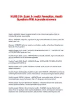 NURS 314- Exam 1- Health Promotion&comma; Health  Questions With Accurate Answers