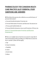 PHARMACOLOGY FOR CANADIAN HEALTH&NewLine;CARE PRACTICE LILLEY ESSENTIAL STUDY&NewLine;QUESTIONS AND ANSWERS