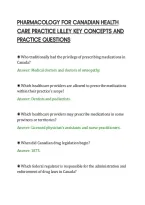 PHARMACOLOGY FOR CANADIAN HEALTH&NewLine;CARE PRACTICE LILLEY KEY CONCEPTS AND&NewLine;PRACTICE QUESTIONS&NewLine;