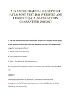 ADVANCED TRAUMA LIFE SUPPORT&NewLine;&lpar;ATLS&rpar; POST-TEST 2026 &lpar;VERIFIED AND&NewLine;CORRECT Q & A&rpar; SATISFACTION&NewLine;GUARANTEED 2026&sol;2027