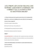 ATLS PREPS ADVANCED TRAUMA LIFE&NewLine;SUPPORT ASSESSMENT &lpar;VERIFIED AND&NewLine;CORRECT Q & A&rpar; SATISFACTION&NewLine;GUARANTEED 2026&sol;2027