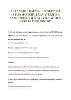 ADVANCED TRAUMA LIFE SUPPORT&NewLine;&lpar;ATLS&rpar; MASTERY EXAM &lpar;VERIFIED&NewLine;AND CORRECT Q & A&rpar; SATISFACTION&NewLine;GUARANTEED 2026&sol;2027