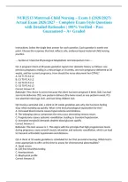 NUR2513 Maternal-Child Nursing &ndash; Exam 1 &lpar;2026&sol;2027&rpar; Actual Exam 2026&sol;2027 &ndash; Complete Exam-Style Questions with Detailed Rationales &vert; 100&percnt; Verified &ndash; Pass Guaranteed &ndash; A&plus; Graded