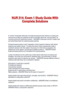 NUR 314&colon; Exam 1 Study Guide With Complete Solutions
