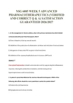 NSG 6005 WEEK 5 ADVANCED&NewLine;PHARMACOTHERAPEUTICS &lpar;VERIFIED&NewLine;AND CORRECT Q & A&rpar; SATISFACTION&NewLine;GUARANTEED 2026&sol;2027
