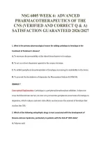 NSG 6005 WEEK 6&colon; ADVANCED&NewLine;PHARMACOTHERAPEUTICS OF THE&NewLine;CNS &lpar;VERIFIED AND CORRECT Q & A&rpar;&NewLine;SATISFACTION GUARANTEED 2026&sol;2027