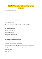 CRIS TEST Question with Verified Correct&NewLine;Answers