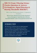 SHS 311 EXAM 3 HEARING SCIENCE PRACTICE QUESTIONS & ANSWERS PSYCHOPHYSICS&comma; SIGNAL DETECTION & HEARING THRESHOLDS 2026&vert; INSTANT DOWNLOAD