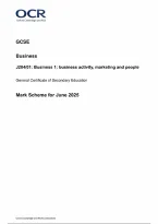 OCR GCSE Business Paper 1 Business 1&colon; business activity&comma; marketing and people Mark Scheme 2025