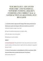 NUR 280 EXAM 3&colon; ADVANCED&NewLine;PEDIATRIC AND MATERNAL-&NewLine;NEWBORN NURSING &lpar;2026&sol;2027&rpar;&NewLine;&lpar;VERIFIED AND CORRECT Q & A&rpar;&NewLine;SATISFACTION GUARANTEED&period; JUST&NewLine;RELEASED