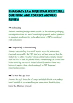 PHARMACY LAW MPJE EXAM SCRIPT FULL&NewLine;QUESTIONS AND CORRECT ANSWERS&NewLine;REVIEW&NewLine;