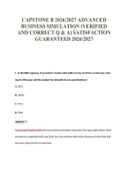 CAPSTONE B 2026&sol;2027 ADVANCED&NewLine;BUSINESS SIMULATION &lpar;VERIFIED&NewLine;AND CORRECT Q & A&rpar; SATISFACTION&NewLine;GUARANTEED 2026&sol;2027