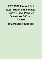 PSY 3322 Exam 1 Fall 2026 &vert; Brain and Behavior Study Guide&comma; Practice Questions & Exam Review