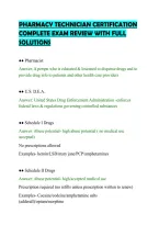PHARMACY TECHNICIAN CERTIFICATION&NewLine;COMPLETE EXAM REVIEW WITH FULL&NewLine;SOLUTIONS