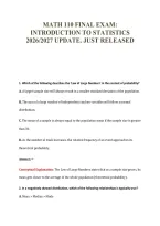 MATH 110 FINAL EXAM&colon;&NewLine;INTRODUCTION TO STATISTICS&NewLine;2026&sol;2027 UPDATE&period; JUST RELEASED