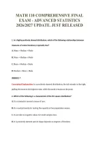 MATH 110 COMPREHENSIVE FINAL&NewLine;EXAM - ADVANCED STATISTICS&NewLine;2026&sol;2027 UPDATE&period; JUST RELEASED