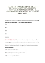 MATH 110 MODULE FINAL EXAM -&NewLine;STATISTICS COMPREHENSIVE&NewLine;ASSESSMENT 2026&sol;2027 UPDATE&period; JUST&NewLine;RELEASED