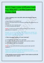 NCCCO Tower Crane Certification Exam Prep 2026&sol;2027 &vert; Verified Questions & Answers Bank