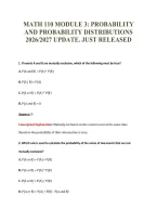 MATH 110 MODULE 3&colon; PROBABILITY&NewLine;AND PROBABILITY DISTRIBUTIONS&NewLine;2026&sol;2027 UPDATE&period; JUST RELEASED