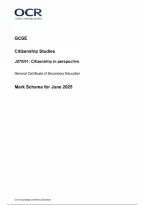 OCR GCSE Citizenship Studies Paper 1 Citizenship in perspective Mark Scheme 2025