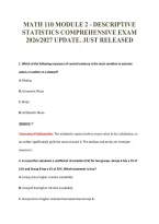 MATH 110 MODULE 2 - DESCRIPTIVE&NewLine;STATISTICS COMPREHENSIVE EXAM&NewLine;2026&sol;2027 UPDATE&period; JUST RELEASED