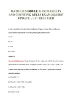 MATH 110 MODULE 5&colon; PROBABILITY&NewLine;AND COUNTING RULES EXAM 2026&sol;2027&NewLine;UPDATE&period; JUST RELEASED