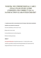 NUR2356&colon; MULTIDIMENSIONAL CARE I&NewLine;- FINAL EXAM STUDY GUIDE&NewLine;&lpar;VERIFIED AND CORRECT Q & A&rpar;&NewLine;SATISFACTION GUARANTEED 2026&sol;2027