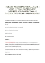 NUR2356&colon; MULTIDIMENSIONAL CARE I&NewLine;&lpar;MDC 1&rpar; FINAL EXAM REVIEW&NewLine;&lpar;VERIFIED AND CORRECT Q & A&rpar;&NewLine;SATISFACTION GUARANTEED 2026&sol;2027