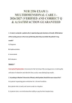 NUR 2356 EXAM 1&colon;&NewLine;MULTIDIMENSIONAL CARE I -&NewLine;2026&sol;2027 &lpar;VERIFIED AND CORRECT Q&NewLine;& A&rpar; SATISFACTION GUARANTEED