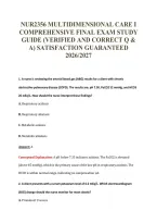 NUR2356 MULTIDIMENSIONAL CARE I&NewLine;COMPREHENSIVE FINAL EXAM STUDY&NewLine;GUIDE &lpar;VERIFIED AND CORRECT Q &&NewLine;A&rpar; SATISFACTION GUARANTEED&NewLine;2026&sol;2027