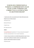NUR2356 MULTIDIMENSIONAL&NewLine;NURSING I COMPREHENSIVE EXAM&NewLine;STUDY GUIDE &lpar;VERIFIED AND&NewLine;CORRECT Q & A&rpar; SATISFACTION&NewLine;GUARANTEED 2026&sol;2027