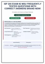 ISP 205 EXAM 2 MSU FREQUENTLY TESTED QUESTIONS WITH CORRECT ANSWERS PLUS RATIONALES&vert; INSTANT DOWNLOAD