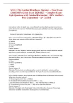 WGU C784 Applied Healthcare Statistics &ndash; Final Exam &lpar;2026&sol;2027&rpar; Actual Exam 2026&sol;2027 &ndash; Complete Exam-Style Questions with Detailed Rationales &vert; 100&percnt; Verified &ndash; Pass Guaranteed &ndash; A&plus; Graded&NewLine;