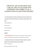 NRNP 6531 ADVANCED PRACTICE&NewLine;CARE OF ADULTS EXAM REVIEW&NewLine;&lpar;VERIFIED AND CORRECT Q & A&rpar;&NewLine;SATISFACTION GUARANTEED 2026&sol;2027