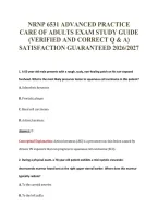 NRNP 6531 ADVANCED PRACTICE&NewLine;CARE OF ADULTS EXAM STUDY GUIDE&NewLine;&lpar;VERIFIED AND CORRECT Q & A&rpar;&NewLine;SATISFACTION GUARANTEED 2026&sol;2027