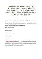 NRNP 6531 ADVANCED PRACTICE&NewLine;CARE OF ADULTS ACROSS THE&NewLine;LIFESPAN FINAL EXAM &lpar;VERIFIED&NewLine;AND CORRECT Q & A&rpar; SATISFACTION&NewLine;GUARANTEED 2026&sol;2027