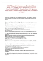NR607 Diagnosis & Management in Psychiatric Mental Health III &ndash; Complete Review &lpar;Weeks 5&ndash;8&rpar; &lpar;2026&sol;2027&rpar; Actual Exam 2026&sol;2027 &ndash; Complete Exam-Style Questions with Detailed Rationales &vert; 100&percnt; Verified &ndash; Pass Guaranteed &ndash; A&plus; Graded