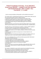 NUR155 Foundations of Nursing &ndash; Exam &lpar;2026&sol;2027&rpar; Actual Exam 2026&sol;2027 &ndash; Complete Exam-Style Questions with Detailed Rationales &vert; 100&percnt; Verified &ndash; Pass Guaranteed &ndash; A&plus; Graded