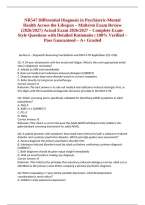 NR547 Differential Diagnosis in Psychiatric-Mental Health Across the Lifespan &ndash; Midterm Exam Review &lpar;2026&sol;2027&rpar; Actual Exam 2026&sol;2027 &ndash; Complete Exam-Style Questions with Detailed Rationales &vert; 100&percnt; Verified &ndash; Pass Guaranteed &ndash; A&plus; Graded