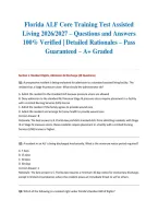 Florida ALF Core Training Test Assisted Living 2026&sol;2027 &ndash; Questions and Answers &vert; 100&percnt; Verified &vert; Detailed Rationales &ndash; Pass Guaranteed &ndash; A&plus; Graded&NewLine;