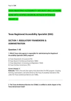 TEXAS REGISTERED ACCESSIBILITY SPECIALIST &lpar;RAS&rpar; LICENSING &NewLine;EXAM WITH VERIFIED ANSWERS DETAILED RATIONALES &NewLine;GRADED A&plus;