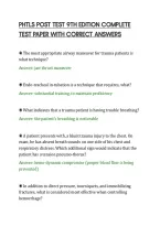 PHTLS POST TEST 9TH EDITION COMPLETE&NewLine;TEST PAPER WITH CORRECT ANSWERS