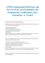 ATI RN Fundamentals Final Exam with NGN ACTUAL EXAM 2026&sol;2027 &vert; RN Fundamentals &vert; Verified Q&A &vert; Pass Guaranteed - A&plus; Graded&NewLine;&NewLine;